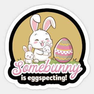 Somebunny Is Eggspecting Cute Pregnancy Reveal Design Sticker